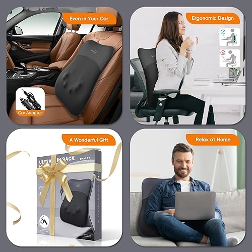 Miniatura 6 de Masajeador de espalda, masajeador de espalda enrollable hacia arriba y hacia abajo con calor, masaje de espalda 4D amasado para aliviar el dolor de