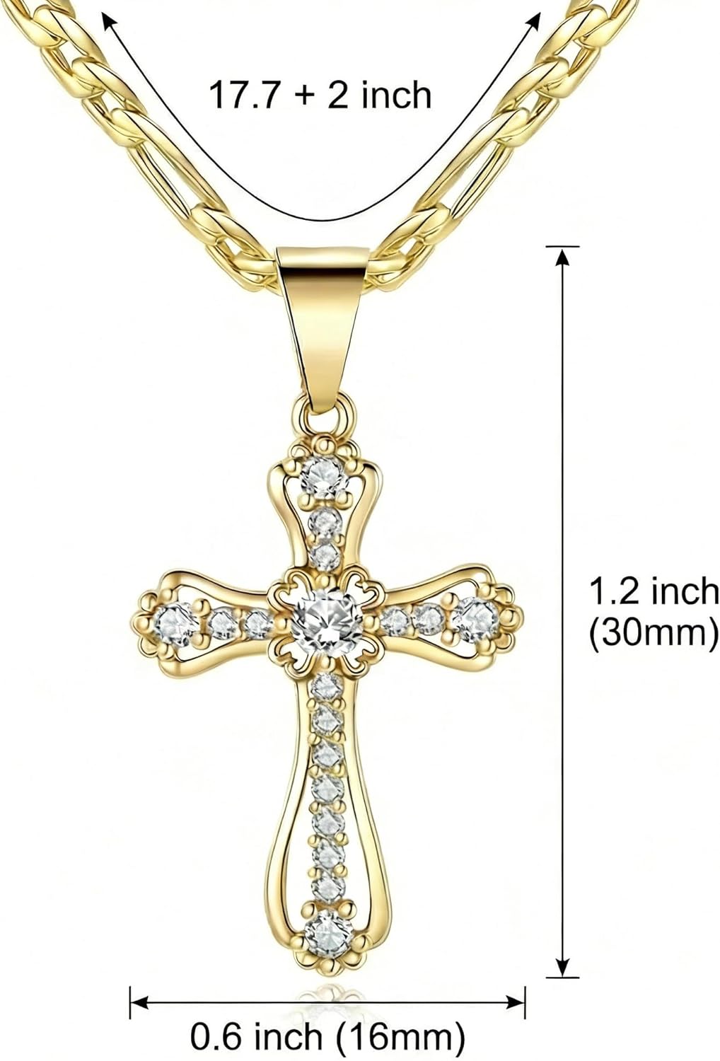 Valentines Day Gifts for Her Gold Cross Necklace for Women, 14K Gold Plated Christian Cross Pendant with Cubic Zirconia – Dainty Gold Necklace CZ Diamond, Religious Cross Jewelry Gifts for Easter, Christmas,Valentine,Mother's Day - Image 4