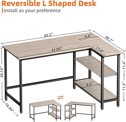 Miniatura 37 de WOODYNLUX Escritorio para computadora con estantes, para juegos, 50 pulgadas, estación de trabajo con almacenamiento para oficina en casa, sala de