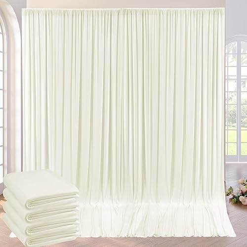 Miniatura 1 de Cortina de telón de fondo marfil marfil de 20 x 10 pies para fiesta de boda, 4 paneles de 5 x 10 pies de grosor de poliéster sedoso marfil para