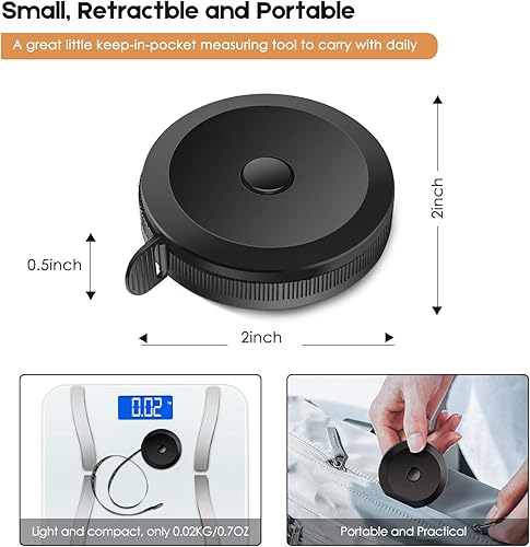 Miniatura 4 de Cinta métrica para tejidos corporales 2 unidades cinta métrica para tejidos de tejidos a medida para tejer manualidades 60 pulgadas suave a la moda