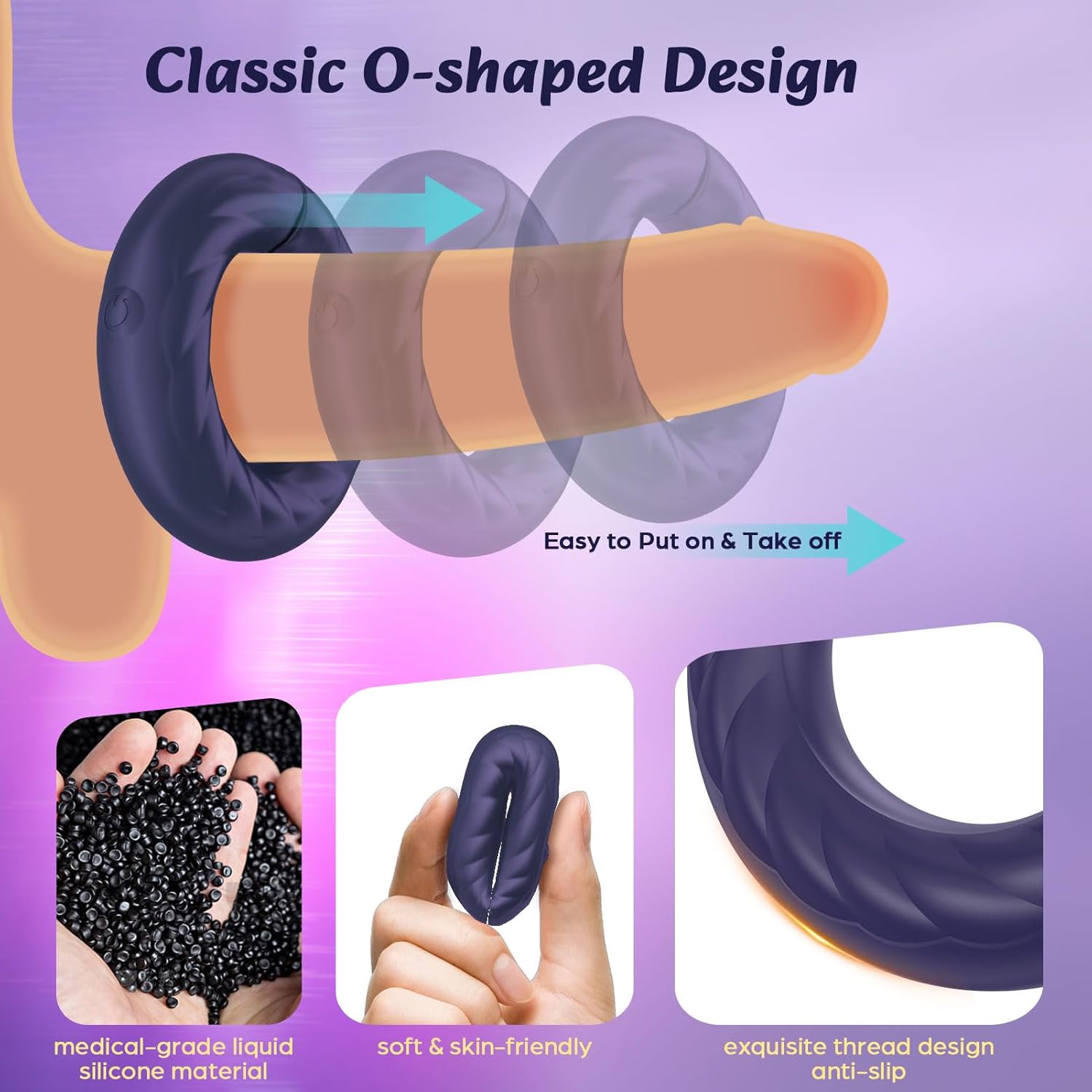Male Sex Toy Vibrating Cock Ring, Sex Toys for Men Automatic Adjustable 10 Vibration Modes Soft Silicone Penis Ring, Couples Sex Toy Adult Foreplay Tool, Male Adults Toys Adult Sex Toys & Games