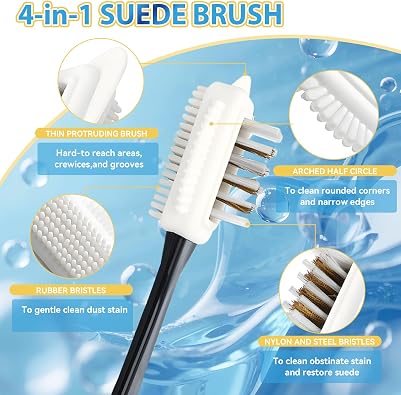 Yeardera Suede Cleaner Kit, 6.76oz No-Rinse Suede and Nubuck Shoe Cleaner with Brush & Towel, Removes Dirt and Stains, Gentle Cleaning for Leather, Boots, Sneakers