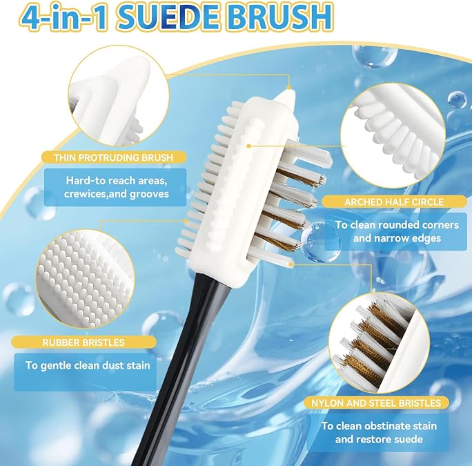 Yeardera Suede Cleaner Kit, 6.76oz No-Rinse Suede and Nubuck Shoe Cleaner with Brush & Towel, Removes Dirt and Stains, Gentle Cleaning for Leather, Boots, Sneakers