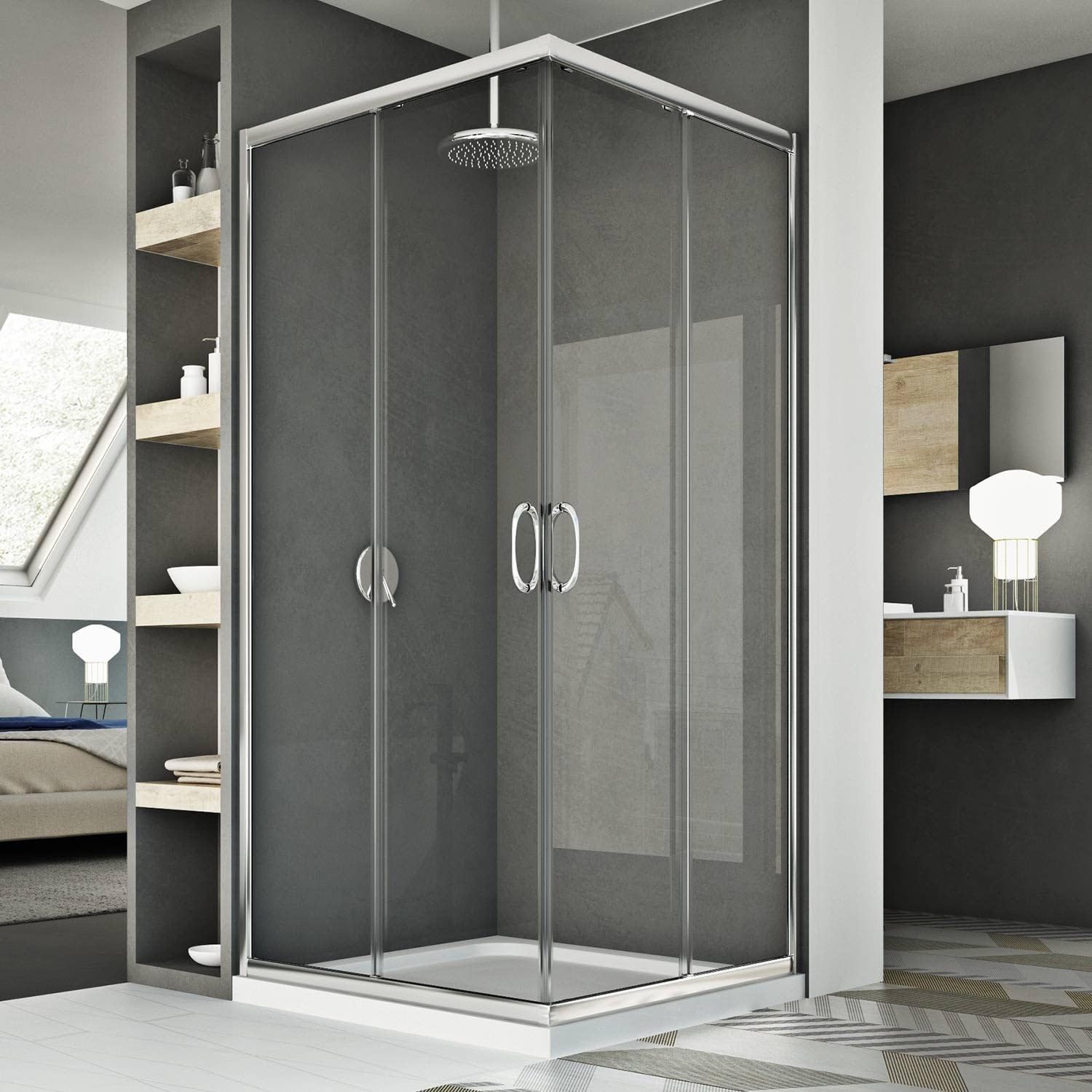 Cabine douche 80x100CM H185 transparent modèle junior