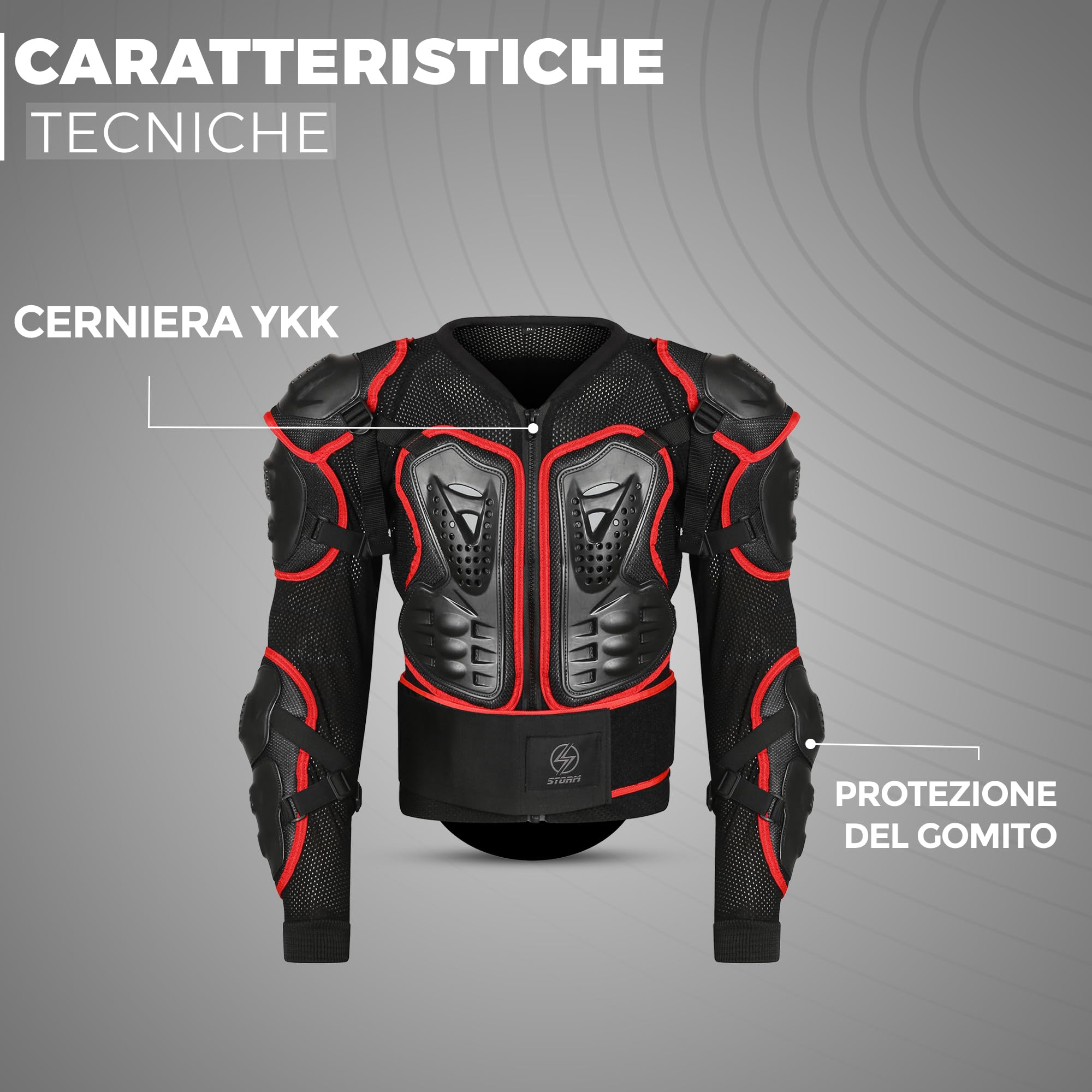 STORM Protector de Espalda para Moto MTB, Mujer Hombre Adulto Enduro Columna Vertebral Protector de Pecho para Motocross con protección