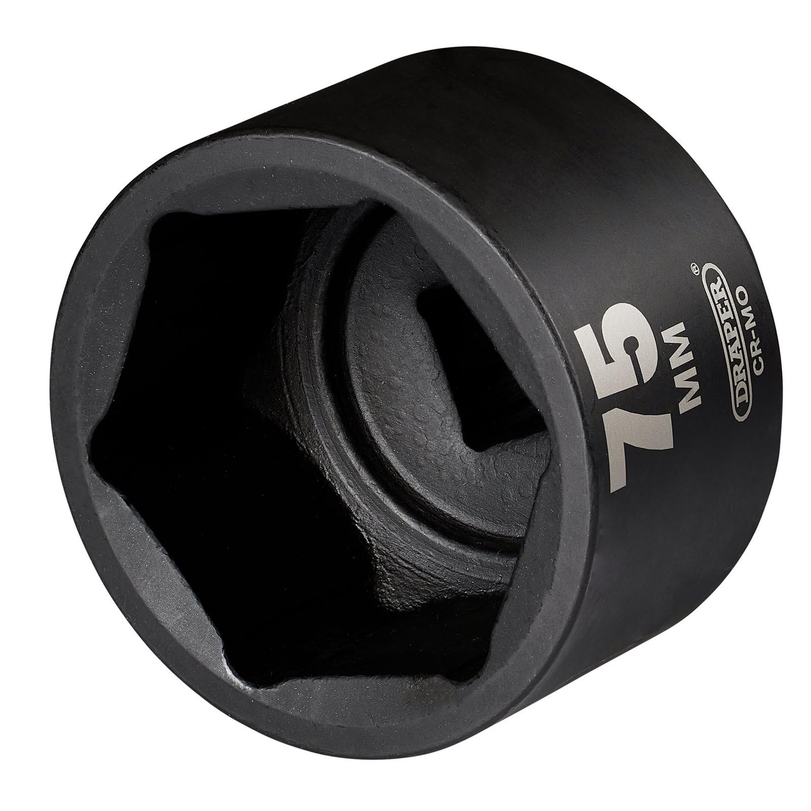 Draper Black Hi-Torq Impact Socket, 1" Square Drive, 75Mm - 08504-6-Point Cr-Mo Steel