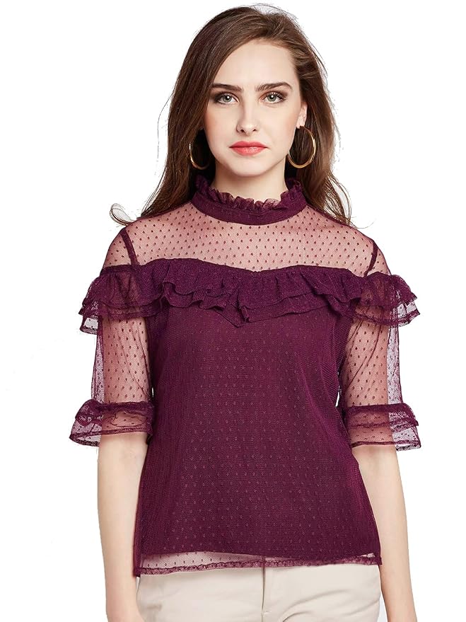 Rare Women's Plain Regular Fit Top (EP2050D-L_Purple_Large)