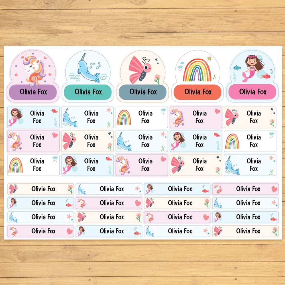 Unicorn Personalised Name Stickers for Water Bottles Self Adhesive Waterproof School Name Labels for Water Bottles Lunch Boxes Papa Prints®