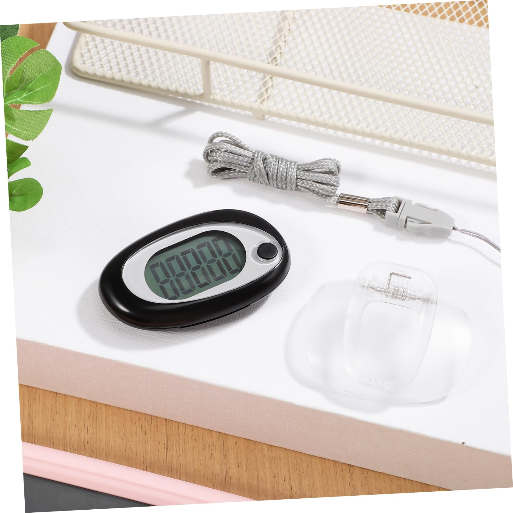 Hemobllo Schrittzähler Knöchel Sport Gehen Lanyard Jogging Clips elektronisch 3D Schritte Schlüssel Schalter für Wandern Spazierzähler Lauftheke Plastik Schwarz