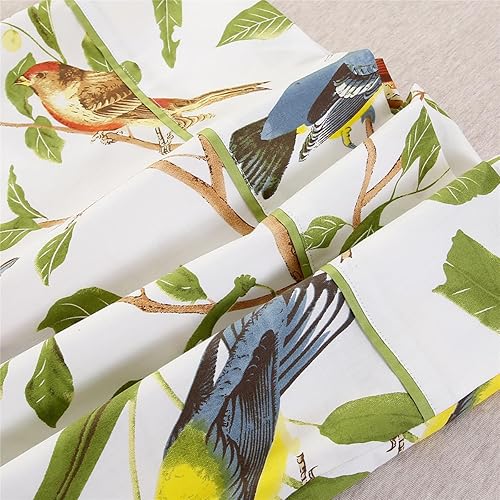 Miniatura 5 de URBONUR Juego de 2 fundas de almohada 100% algodón tamaño Queen con estampado de hojas de jardín y pájaros, fundas de almohada suaves y