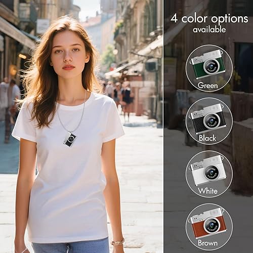 Miniatura 6 de Mini cámara con llavero, pequeño broche retro, cámara digital pequeña de 1080P con tarjeta de 32 GB, grabadora de video de bolsillo nostalgia