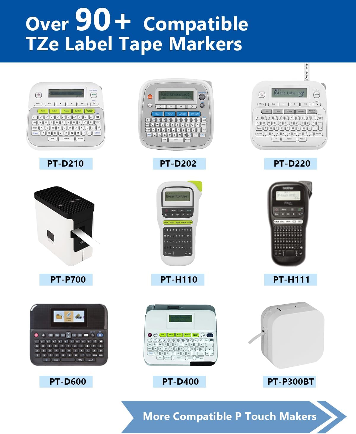TZe 12mm 0.47 Inch Laminated White Compatible for Brother Ptouch Label Maker Tape TZe-231 TZ-231 TZe231 1/2" Refills for P Touch PT-H110 D210 D220 D400 D600 PTD220 (Black on White, 5-Pack) - Image 3