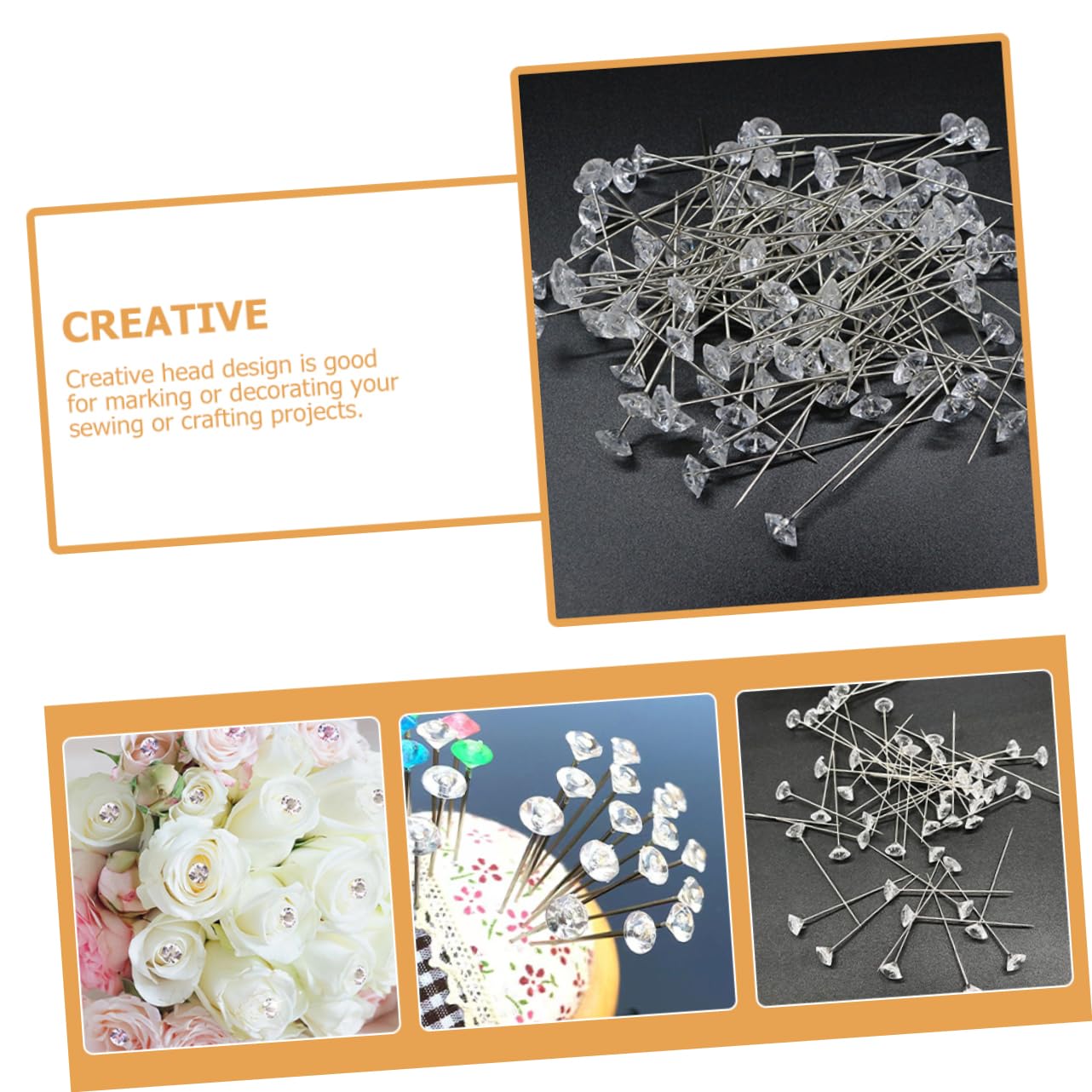 OSALADI Floral Pins for Sewing Diamond Head Pins 100 Pack Ideal for DIY Projects
