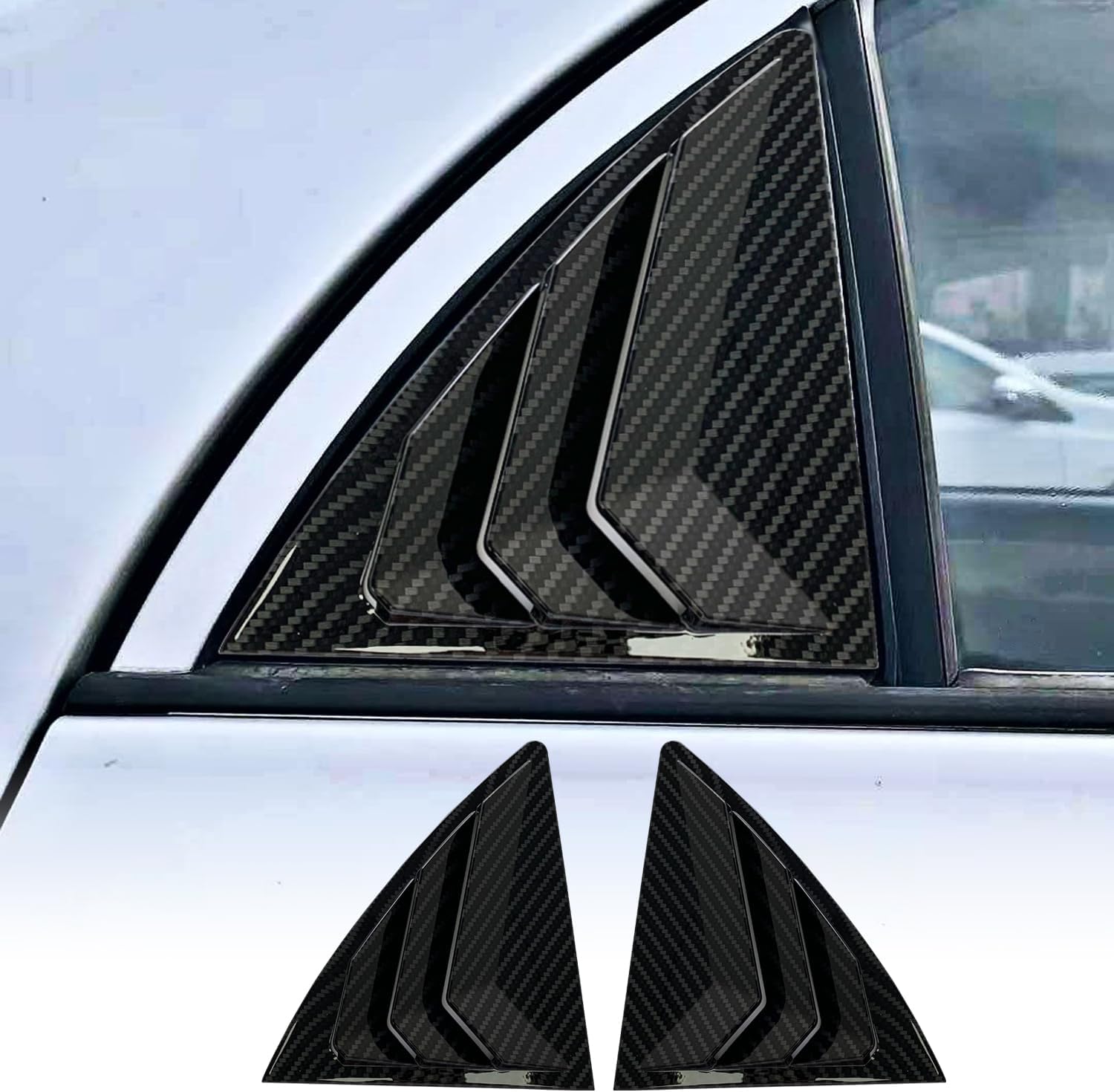 Window Louvers for Toyota Corolla EX 2009 2010 2011 2012 2013 2PCS Sport Style Air Vent Shades Cover Blinds Rear Side Window Louvers Auto Exterior Decoration Accessories (Carbon Fiber)
