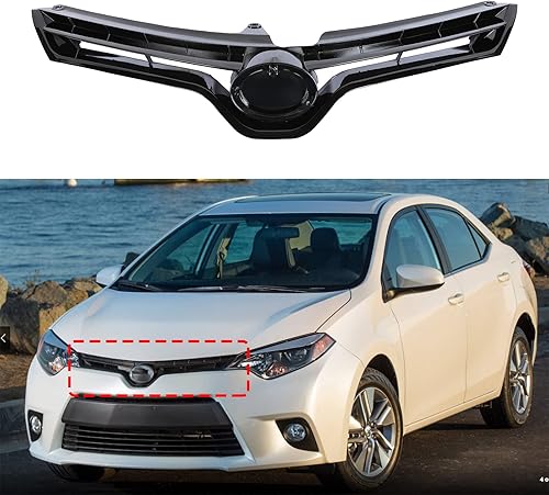 Miniatura 7 de PENSUN Rejilla superior del parachoques delantero compatible con Toyota Corolla LE CE 2014 2015 2016, reemplazo de rejilla frontal para TO1200366