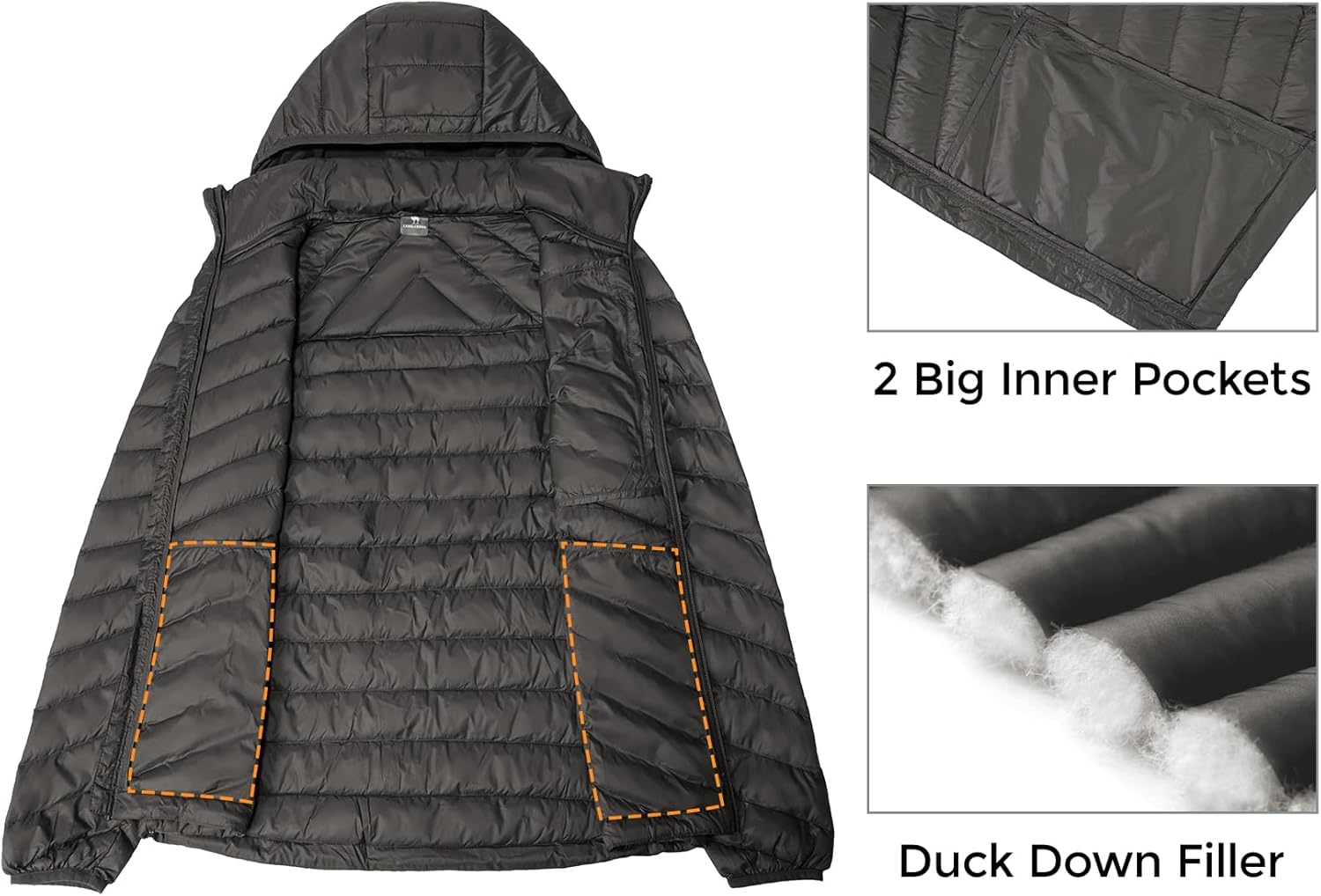 CAMEL CROWN Women's Down Jackets Lightweight Puffer Jackets Packable Quilted Winter Coat Hooded Outerwear With Chest Pocket Grey 2XL - Image 5