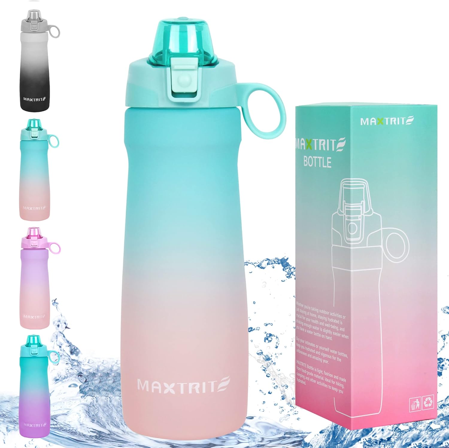 32oz Daily Cute Water Bottle with Handle,Reusable Plastic BPA Free