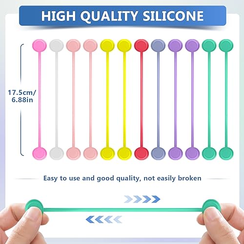 Miniatura 7 de Bridas magnéticas para cables, organizadores de cables magnéticos de silicona reutilizables para agrupar, clips de refrigerador, marcadores de