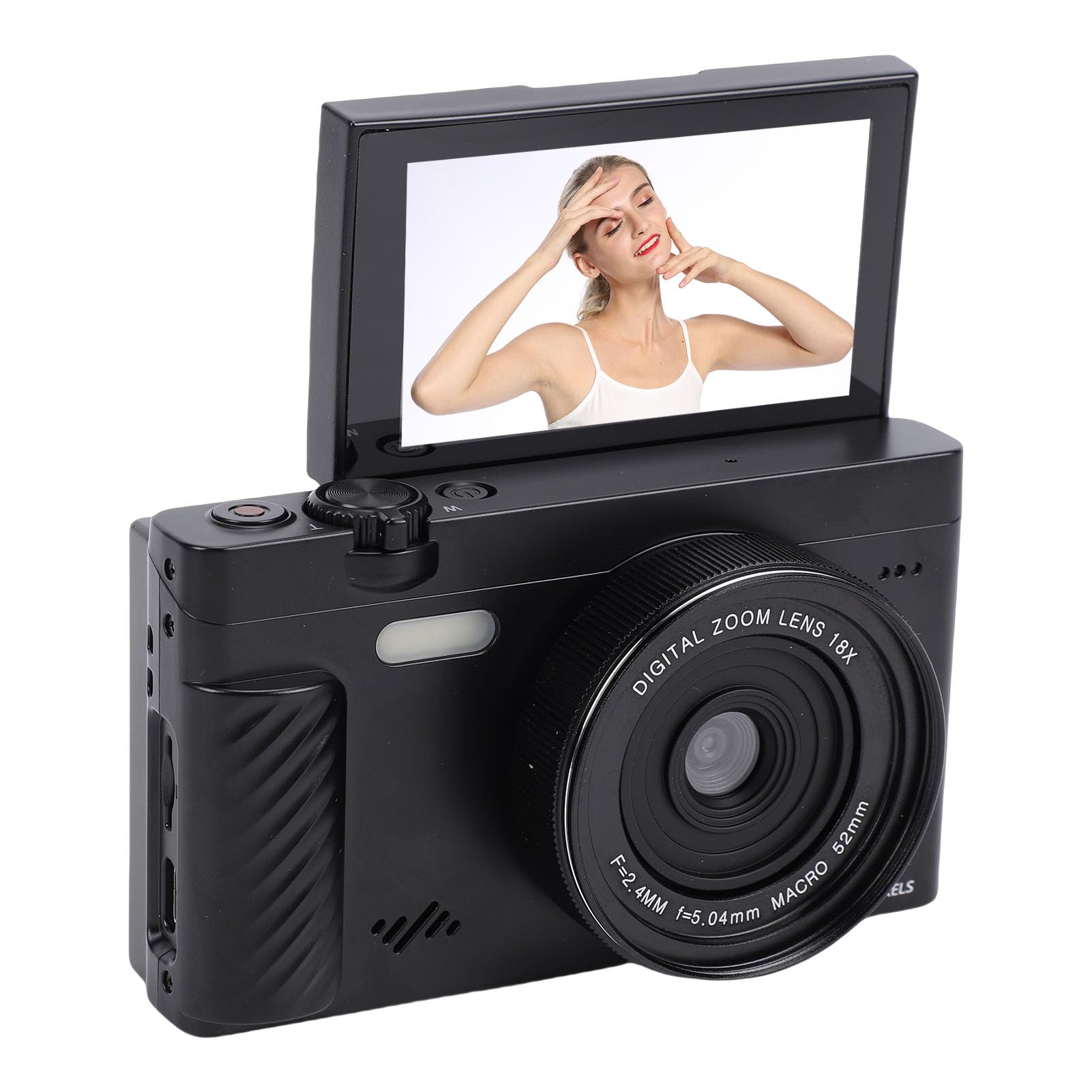 Sxhlseller Fotocamera Digitale 4K per Fotografia, Videocamera WiFi da 75 MP con Schermo Ribaltabile da 3,0 Pollici, Zoom 18x Autofocus WiFi Fotocamere da Viaggio Funzione di Abbellimento (Black)