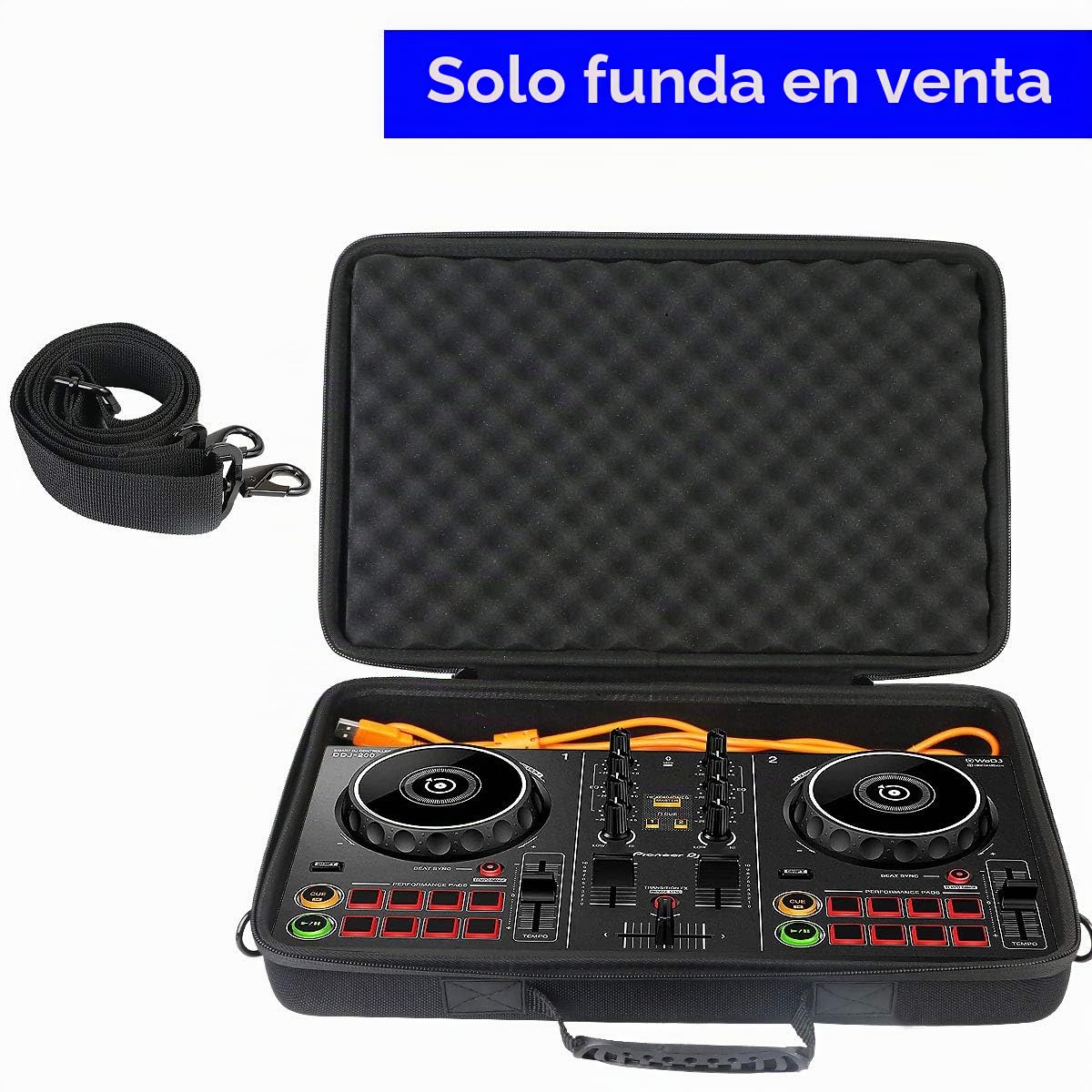 Khanka Funda para Pioneer DJ DDJ-FLX2/DDJ-200/DDJ-WeGO4, para Hercules Inpulse 200 MK2/Inpulse 200 DJ Controller, Estuche de Almacenamiento con asa de Mano y Correa para el Hombro, Solo Funda