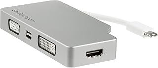 StarTech.com USB C Multiport Video Adapter with HDMI, VGA, Mini DisplayPort or DVI - USB Type C Monitor Adapter to HDMI 1.4 or mDP 1.2 (4K) - VGA or DVI (1080p) - Silver Aluminum (CDPVGDVHDMDP)