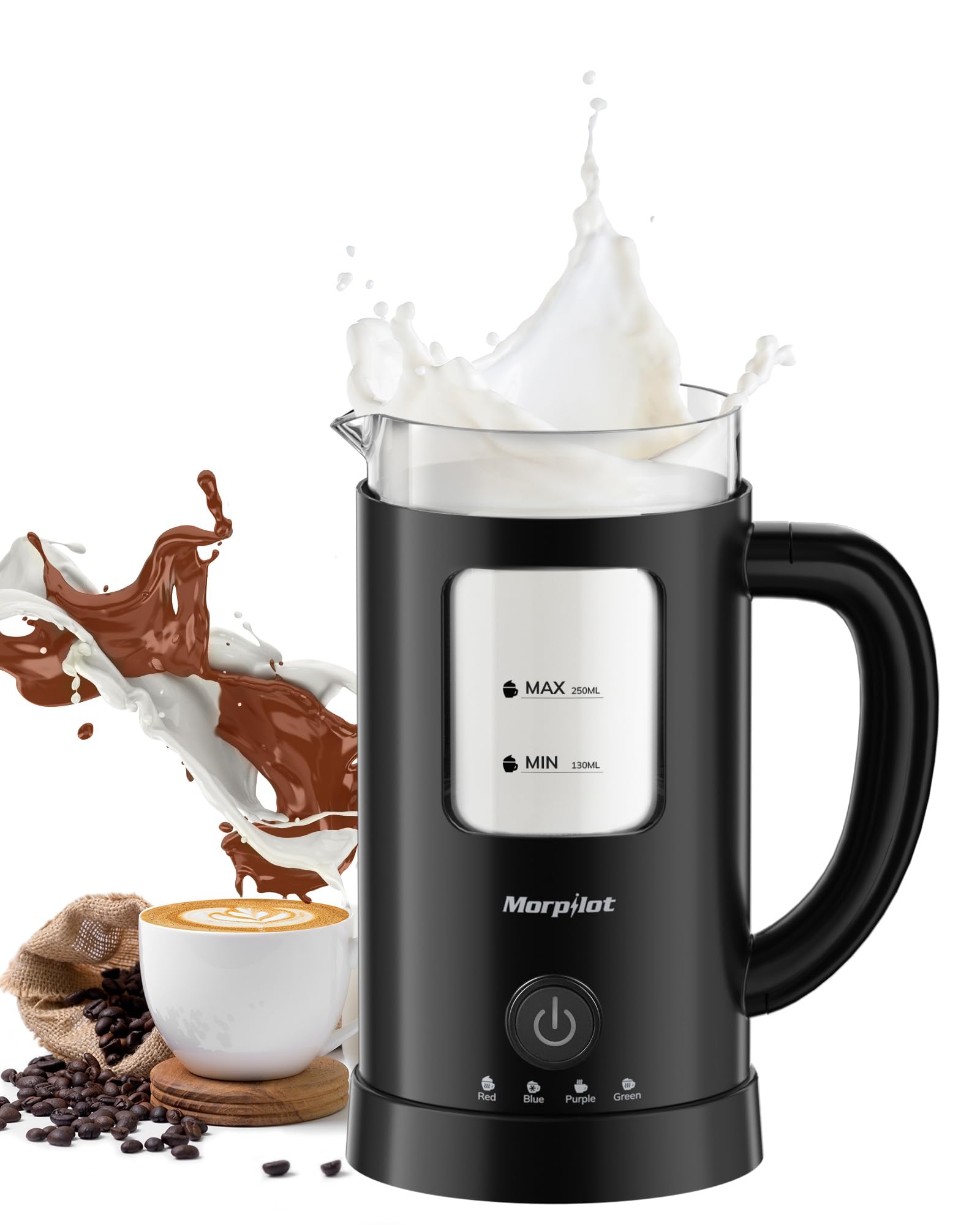 Morpilot Espumador de leche eléctrico, 550 W, 600 ml