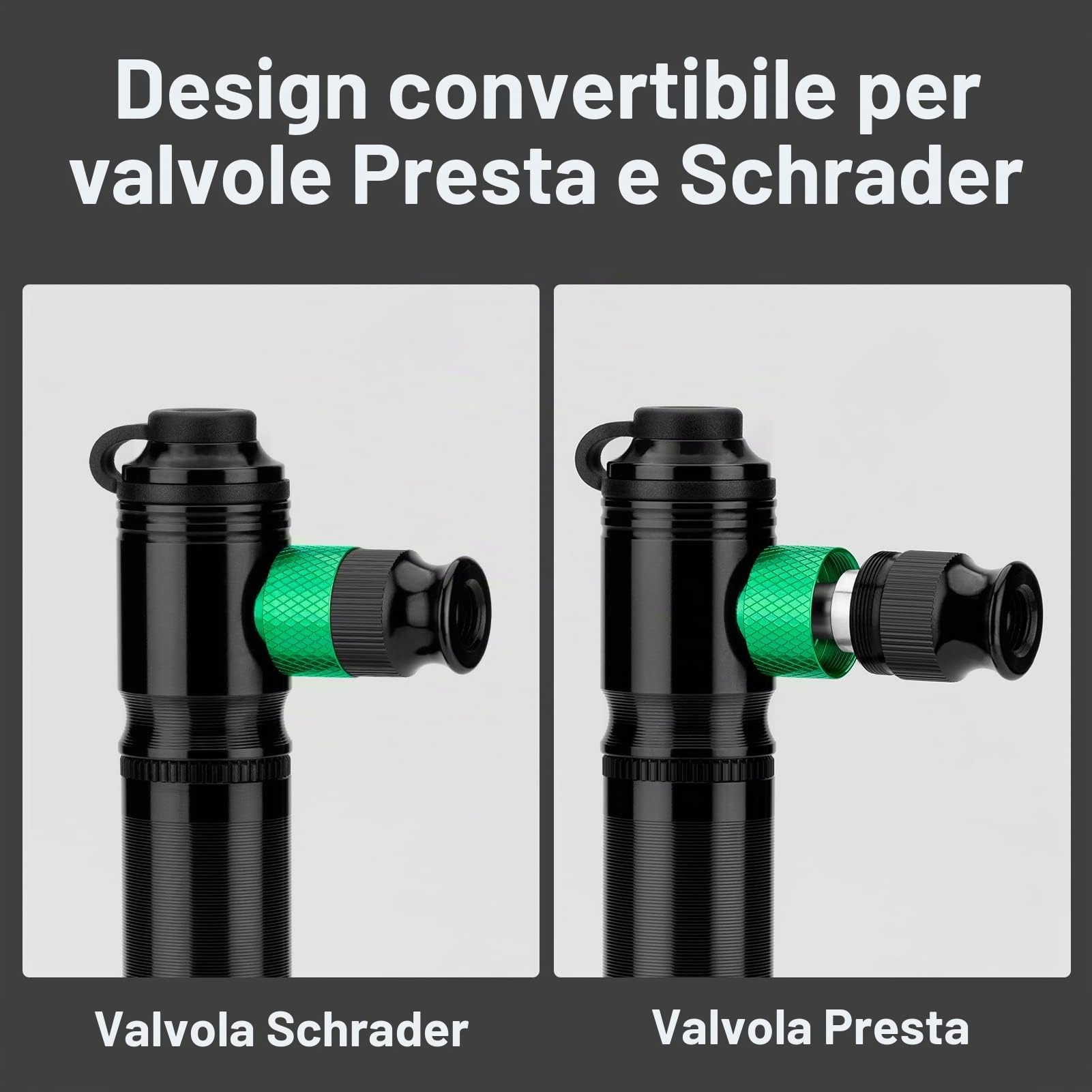 ROCKBROS Pompa per Bicicletta - Mini Pompa in Alluminio 110 PSI - ad Alta Pressione per Valvole Presta e Schrader - con una Cartuccia di CO2