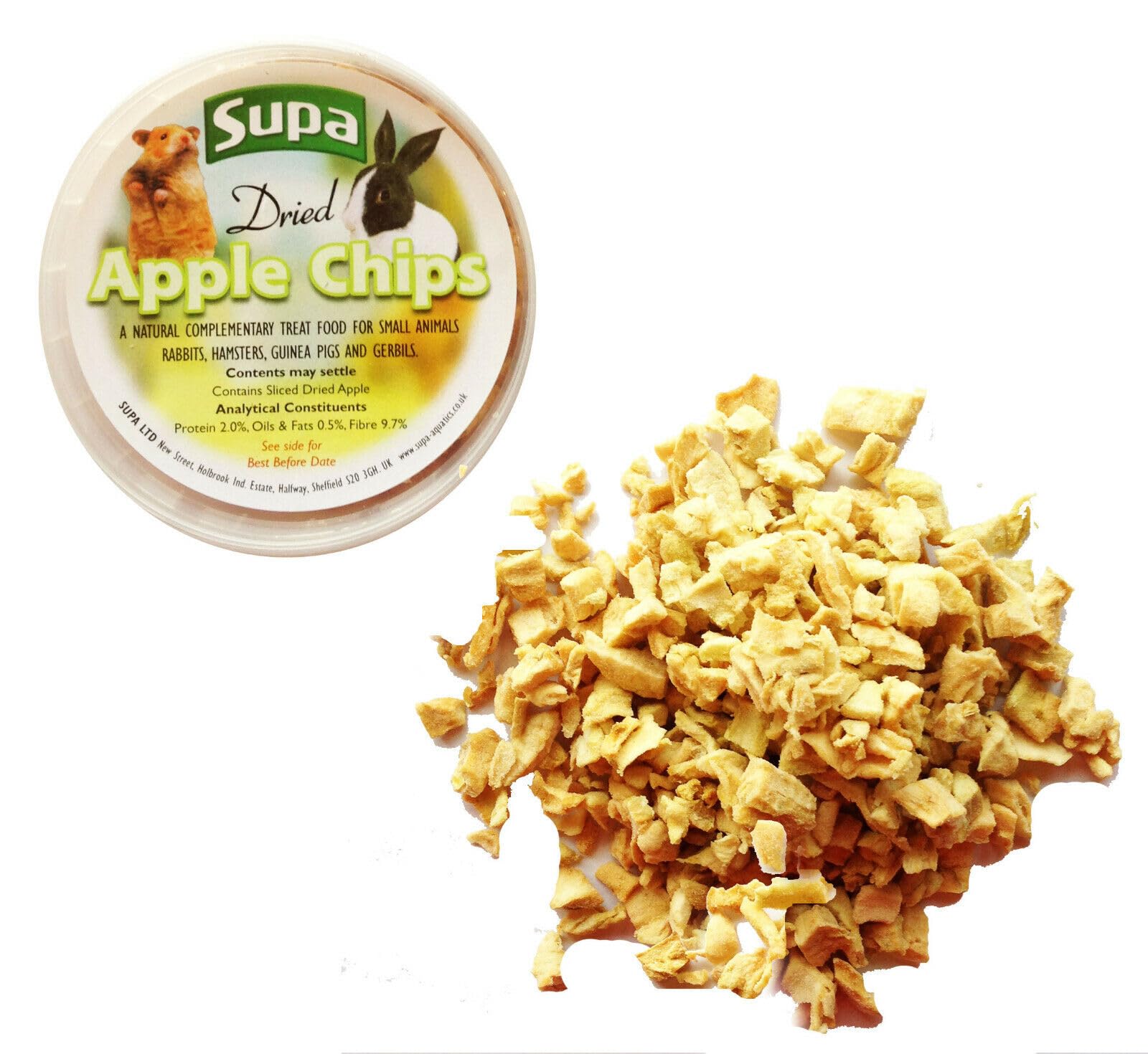 SUPA Dried Apple Chips Hamster Treat Rabbit Guinea Pig Food PLEASE NOTE: THESE ARE SENT AS 'LOOSE' VACUUM PACKED - THEY DO NOT COME IN A TUB