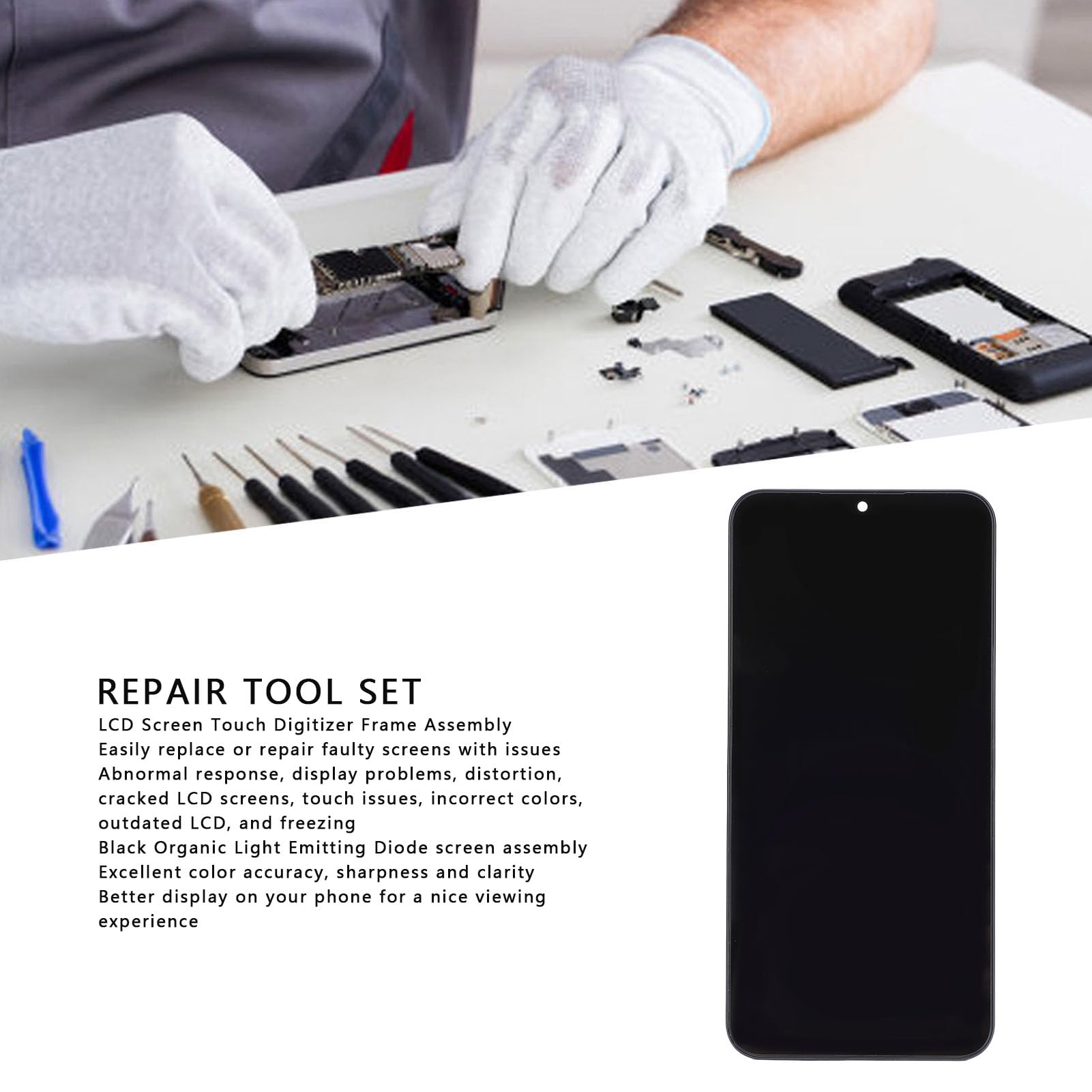 A25 5G Schermo Ricambio, Display LCD Touch Digitizer con Telaio | Sostituzione schermo LCD A256, gruppo display con kit di riparazione per A25 5G