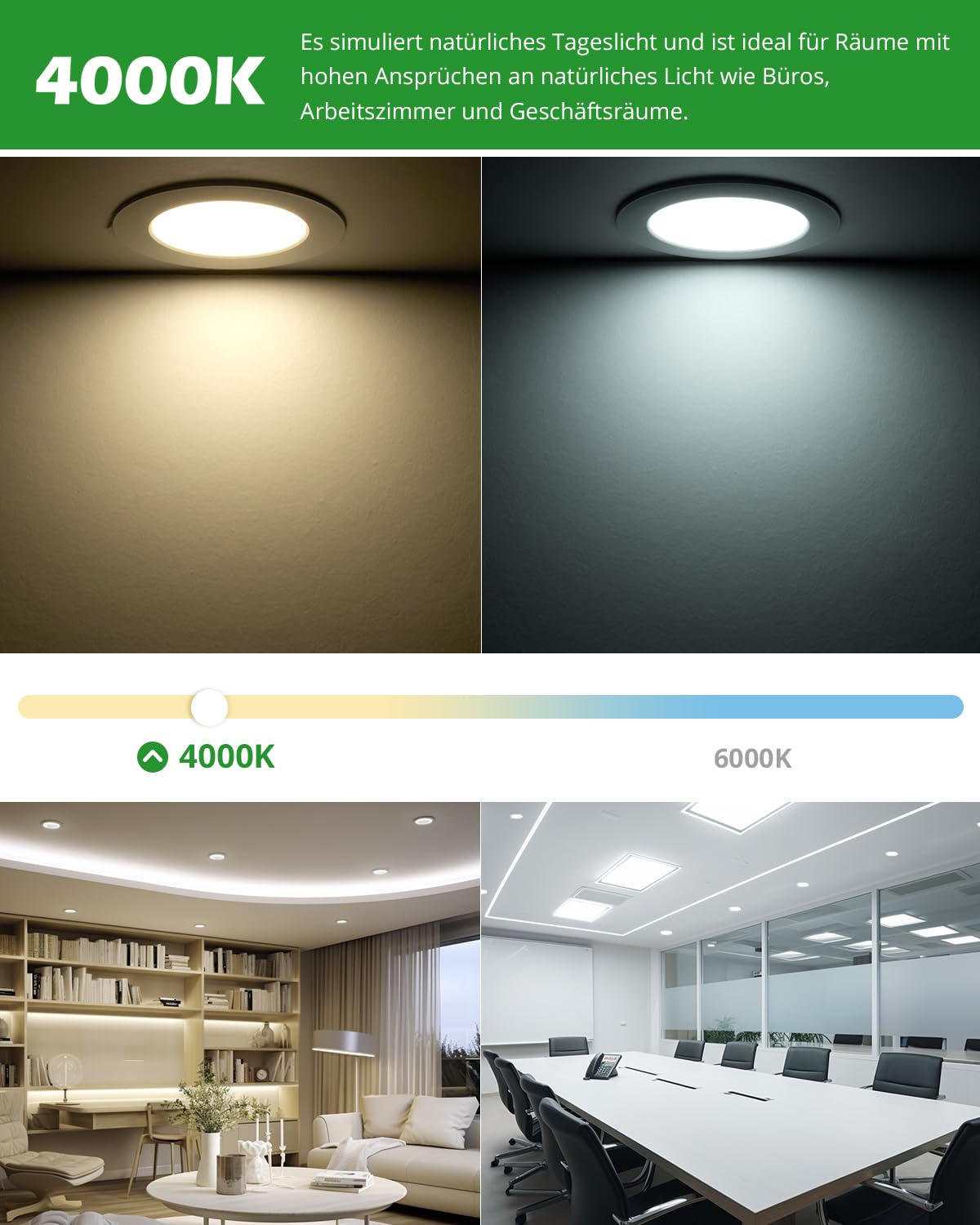 HOMEOW 12er Set LED Einbaustrahler 230V 7W, 700 Lumen Einbaustrahler Flach, Neutralweiß 4000K LED Spot, Durchmesser 118mm, Ausschnitt 95-110mm, IP44 Wasserdicht für Badezimmer Küche Wohnzimmer