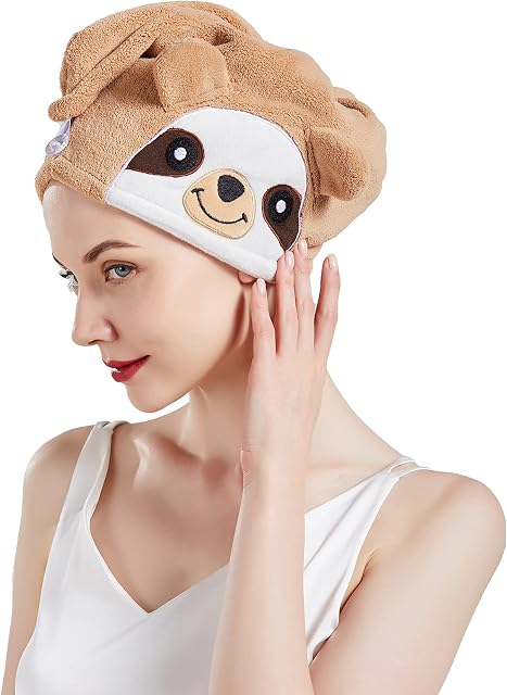 MAISUIZI Animal Hair Towels Wrap Super Absorbent Quick Dry Cute Cartoon Hair Turbans Twist Hair Towels for Women Anti Frizz