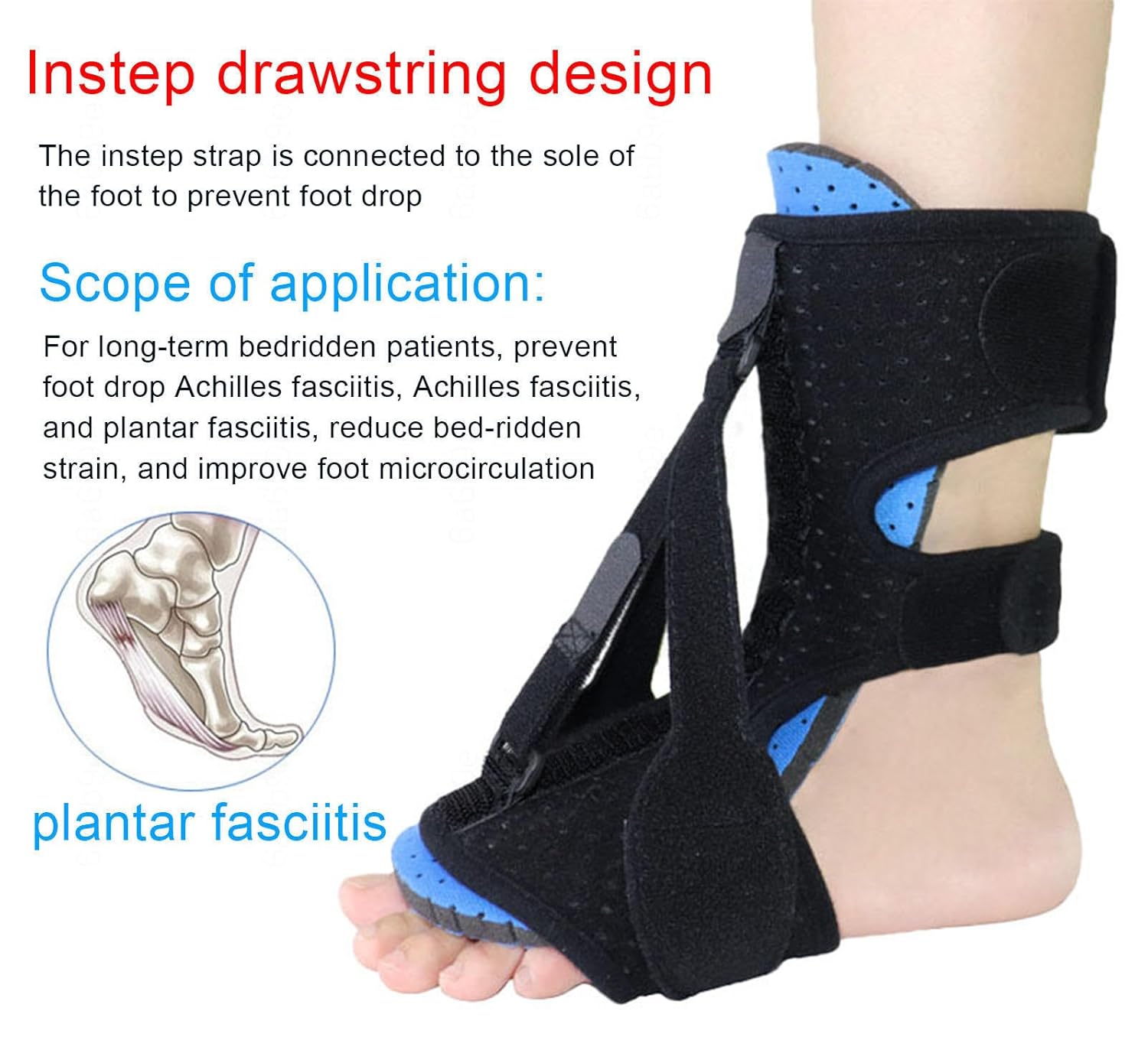 VIDECOR Plantar Fasciitis Night Splint Drop Foot Orthotic Brace,Improved Dorsal Night Splint for Effective Relief from Plantar Fasciitis, Achilles Tendonitis, Heel and Ankle Pain,B