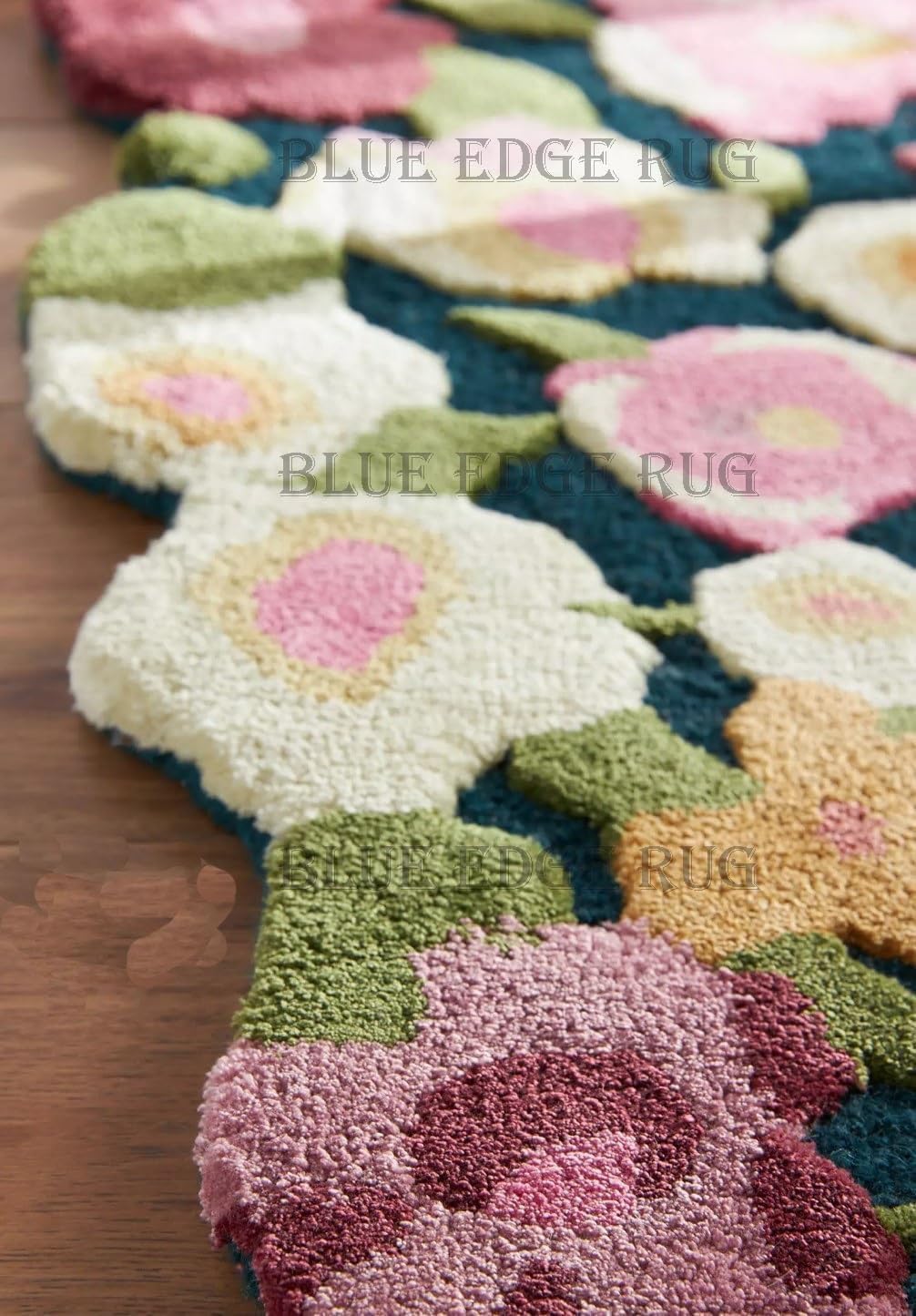 Handmade Flower Multicoloured Irregular Area Rug 100% Imported Blended Wool Floral Area Rug (3x5 feet)