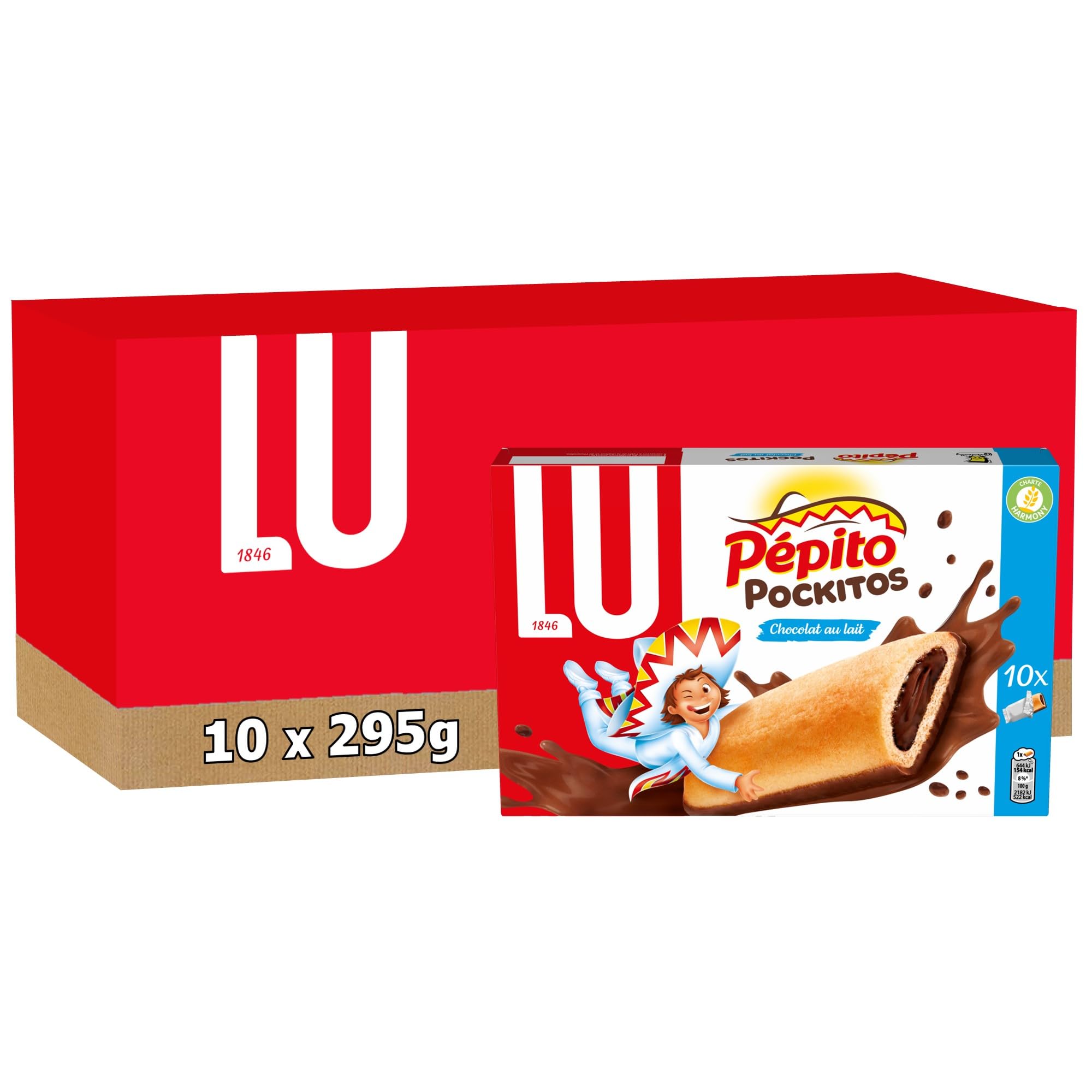 Lu Pépito Pockitos - Biscuits Croustillants Fourrés Chocolat - 10x295g