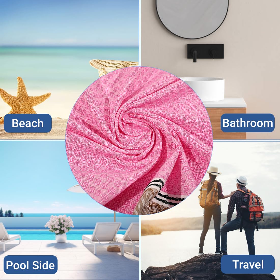 Urbane Home Pack of 2 Cotton Bath Towel for Women | Unisex Swimming & Bathing Towel | 30x60 Inch | Travel Cotton Towel & Gamcha | Assorted 3