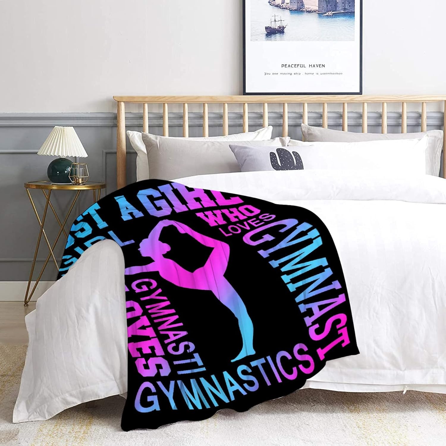 Gymnastics Gifts Blanket | Just A Girl Who Loves Gymnastics Throw Blanket | 50"x60" Gymnastic Gifts for Girls Teens | Ultra Soft Lightweight Blanket for Couch Bed Sofa | Sport Lover Gift