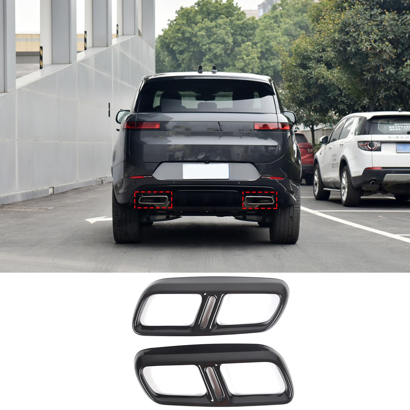 Silenciador trasero de acero inoxidable para tubo de escape de coche, cubierta de salida para LR Range Rover Sport L461 2023 2024 accesorios exteriores (estilo B-negro)