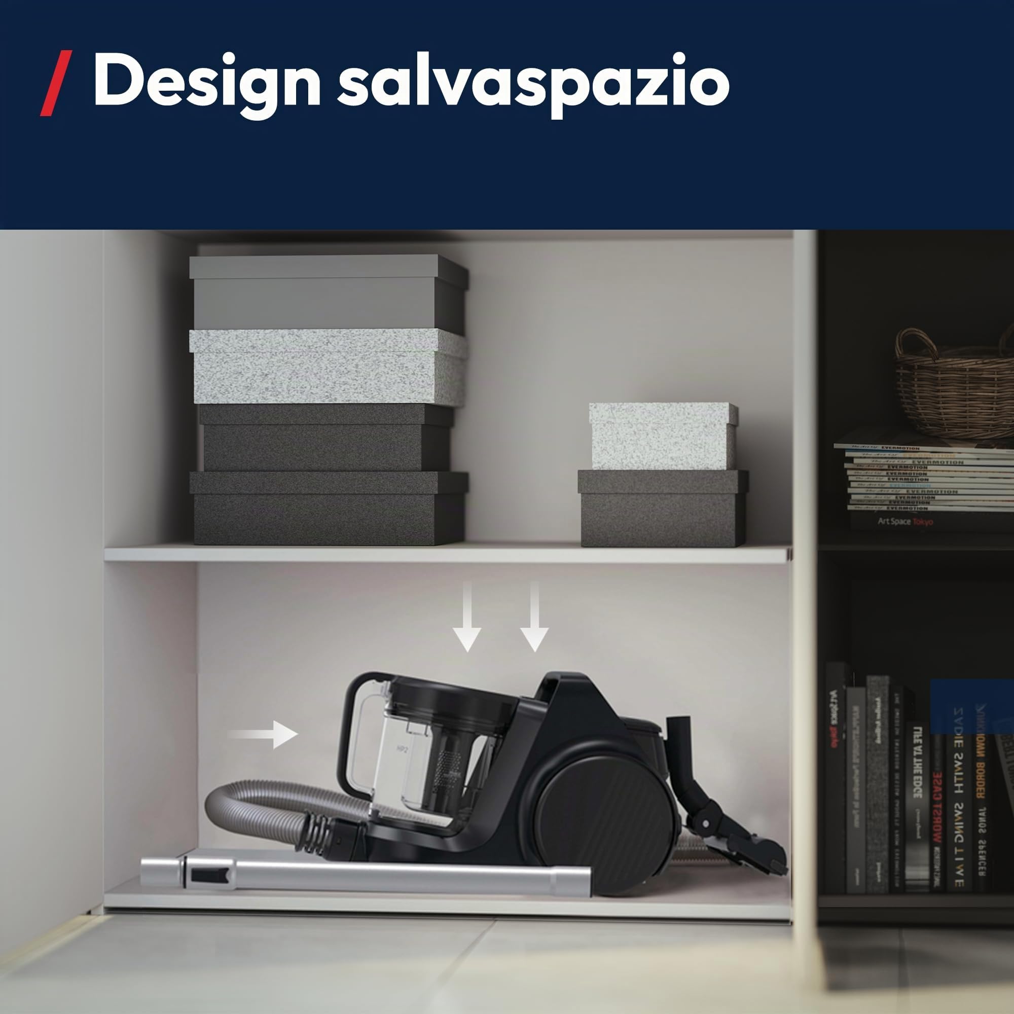 Hoover HP2 Aspirapolvere Compatto Senza Sacco, Potente e Leggero, per Tappeti e Pavimenti, Filtro EPA, Contenitore 2,5L, Accessori Integrati, Raggio 10 m, 850W [HP2Z10A]