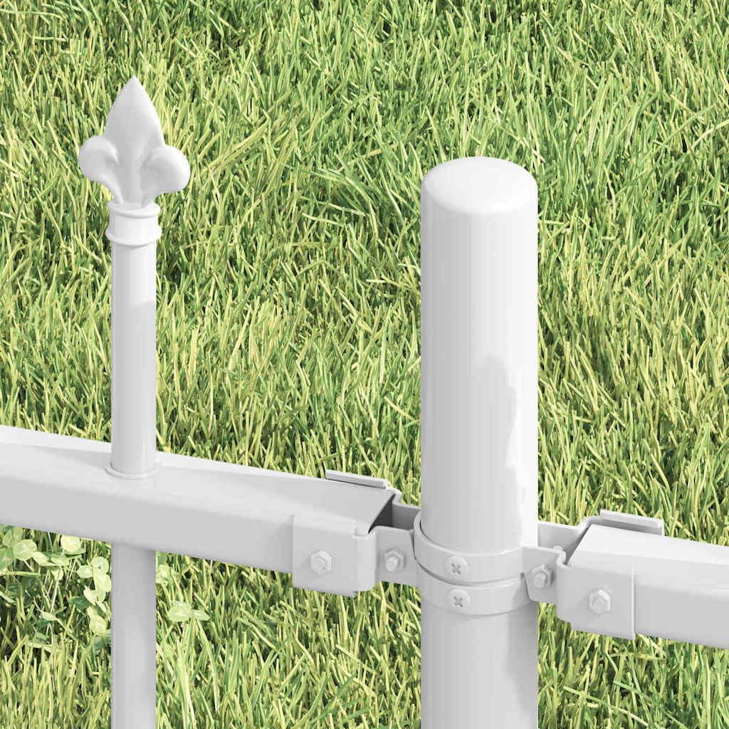 Gartenzaun Woerden Weiß 240 x 115 cm pulverbeschichteter Stahl mit Rostschutz wetterbeständig für Terrasse Balkon Vorgarten als Sichtschutz Zaunelement und Begrenzung