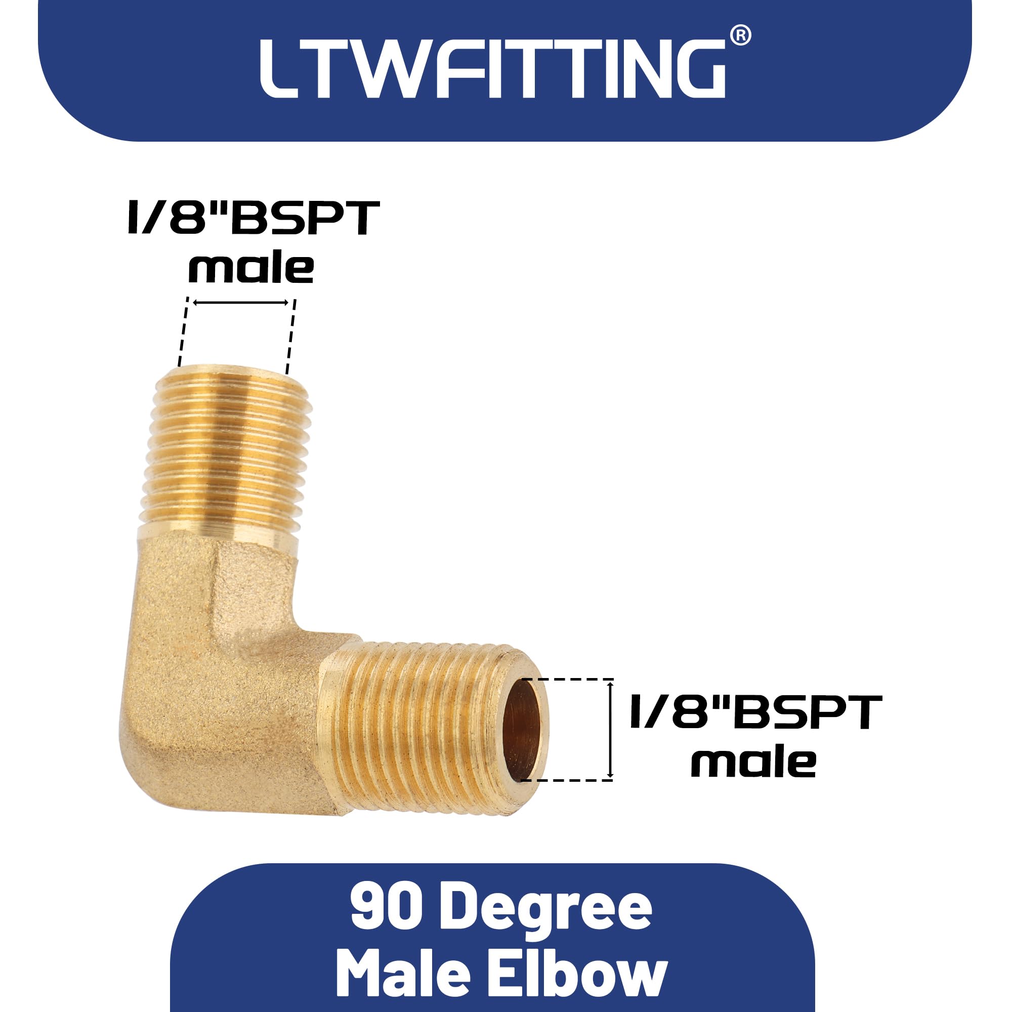 Ottone Tubo Raccordo 90 Gradi Gomito 1/8 PT Maschio X 1/8 PT Femmina - Foto 6