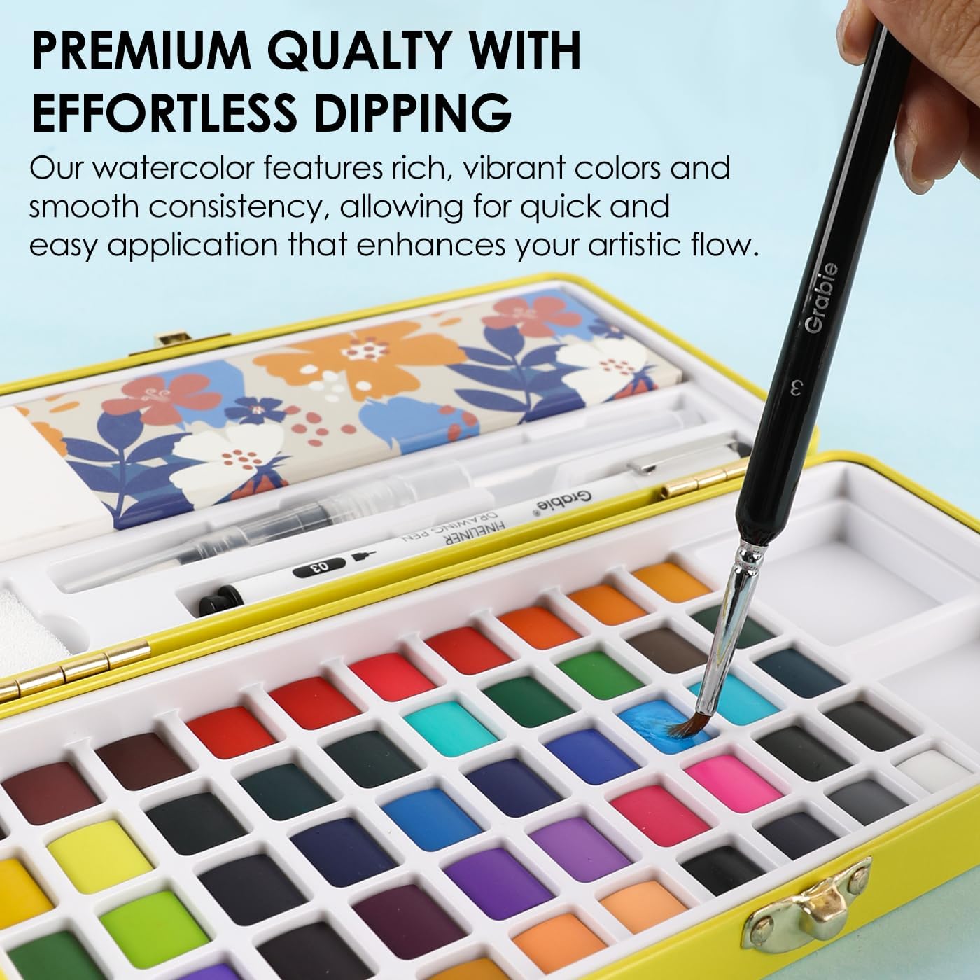 Grabie 50 Colors Premium All-In-One Water Color Paint Set - Detail Paint Brush Included, Watercolor Paints, Painting Sets, Art Supplies, Portable & Travel Watercolor Set, Amateur Hobbyists - Image 6