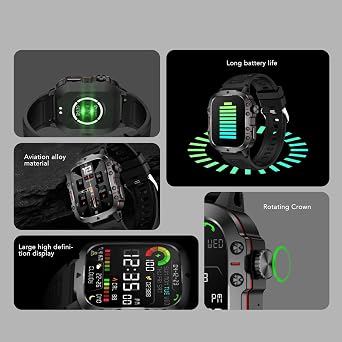 Smart Watch, 1.96 HD Smartwatch for Men Women, Fitness Running Watch with High Fidelity Speaker, 100+ Sport Modes, Answer/Make Call, 30m Water Proof (Black)
