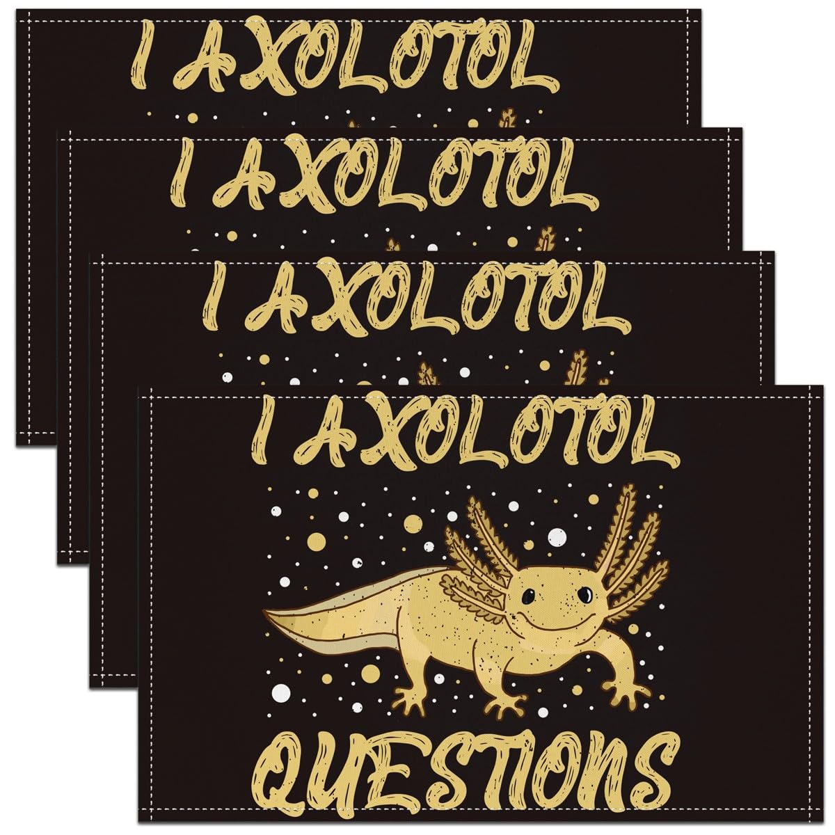 Cute Axolotl Table Mats Placemat Yellow Salamander Kawaii Ocean Sealife Placemats Set of 4 Black Placemats Set of 4 Kids 45X30cm