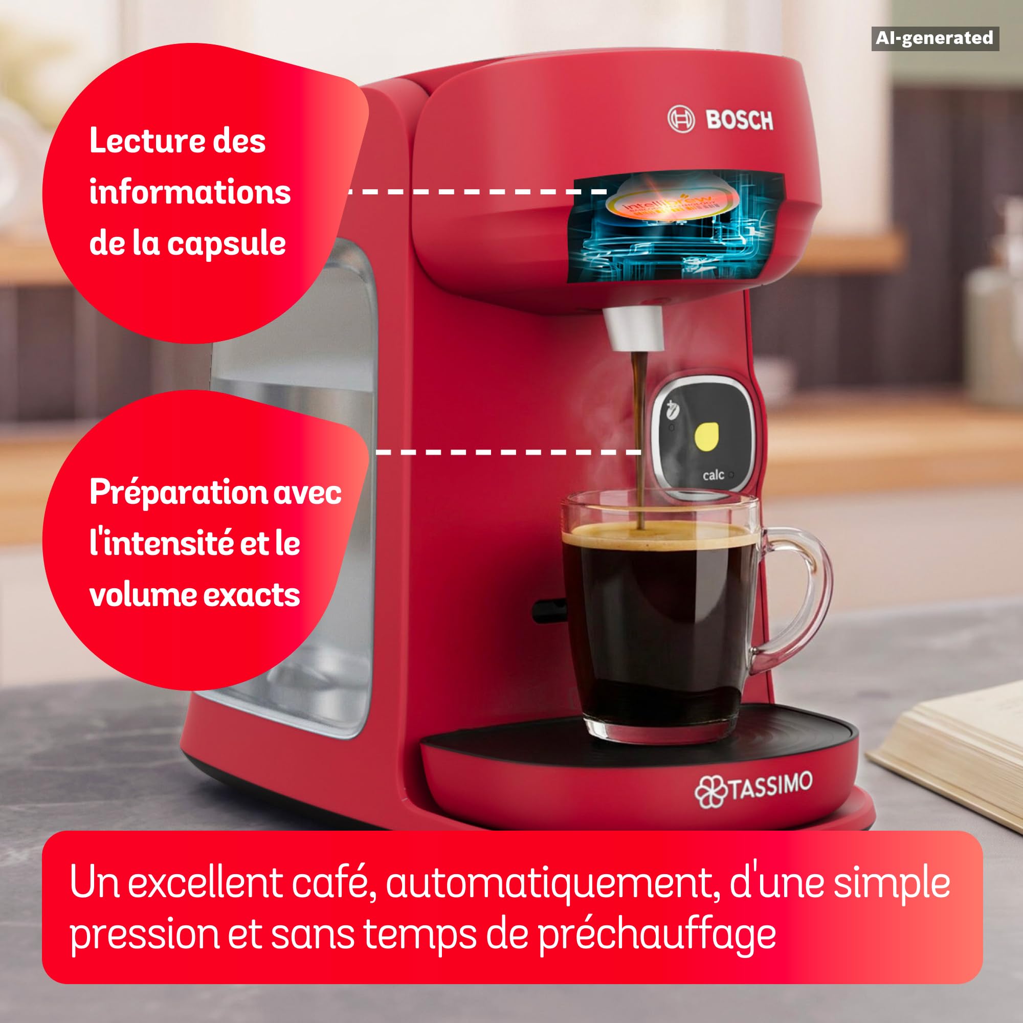 Bosch, TASSIMO Harmony, machine à café, TAS173B, rouge foncé