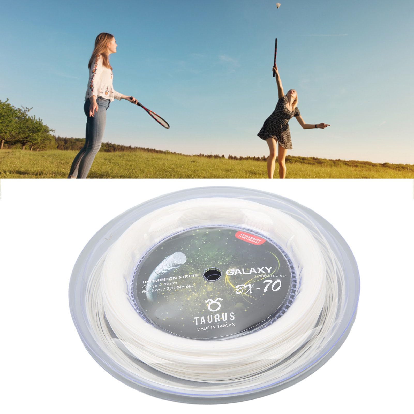 POWERTI BX70 Badminton String – 0.7mm High Elastic Nylon String Reel (200m) For Racquet Restringing & Repairs