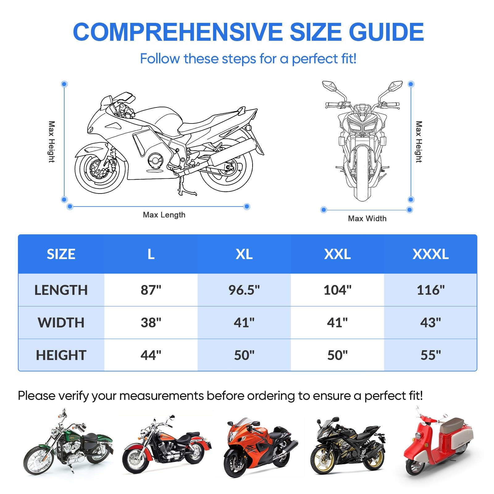 Amazon.com: NEVERLAND Motorcycle Cover Waterproof Outdoor - Black