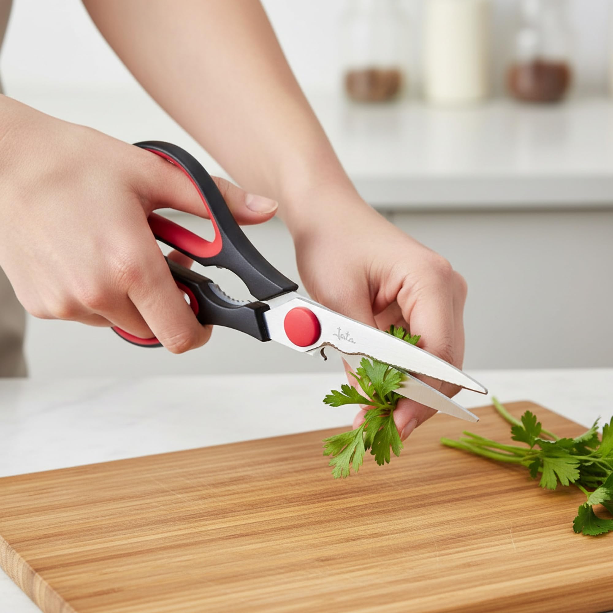 JATA HOGAR AC36 - Tijeras Cocina Multiusos: Cascanueces, Abrebotellas, Descamador de Pescado y Corte. Desmontables para Fácil Limpieza y Afilado. Filo de Acero Inoxidable. Hoja de 11 cm.