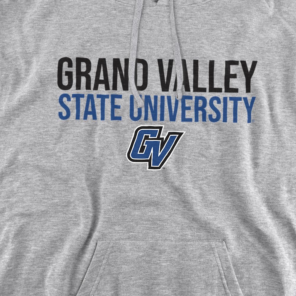 GVSU Grand Valley State University Official Stacked Unisex Adult Pull-Over Hoodie,Athletic Heather, 3X-Large
