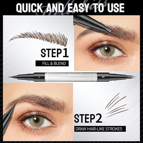 Miniatura 3 de Bolígrafo de cejas de doble extremo, punta de microhorquilla de 0.000 in, tinta líquida impermeable para cejas, micro-tenedor y puntas finas, 5